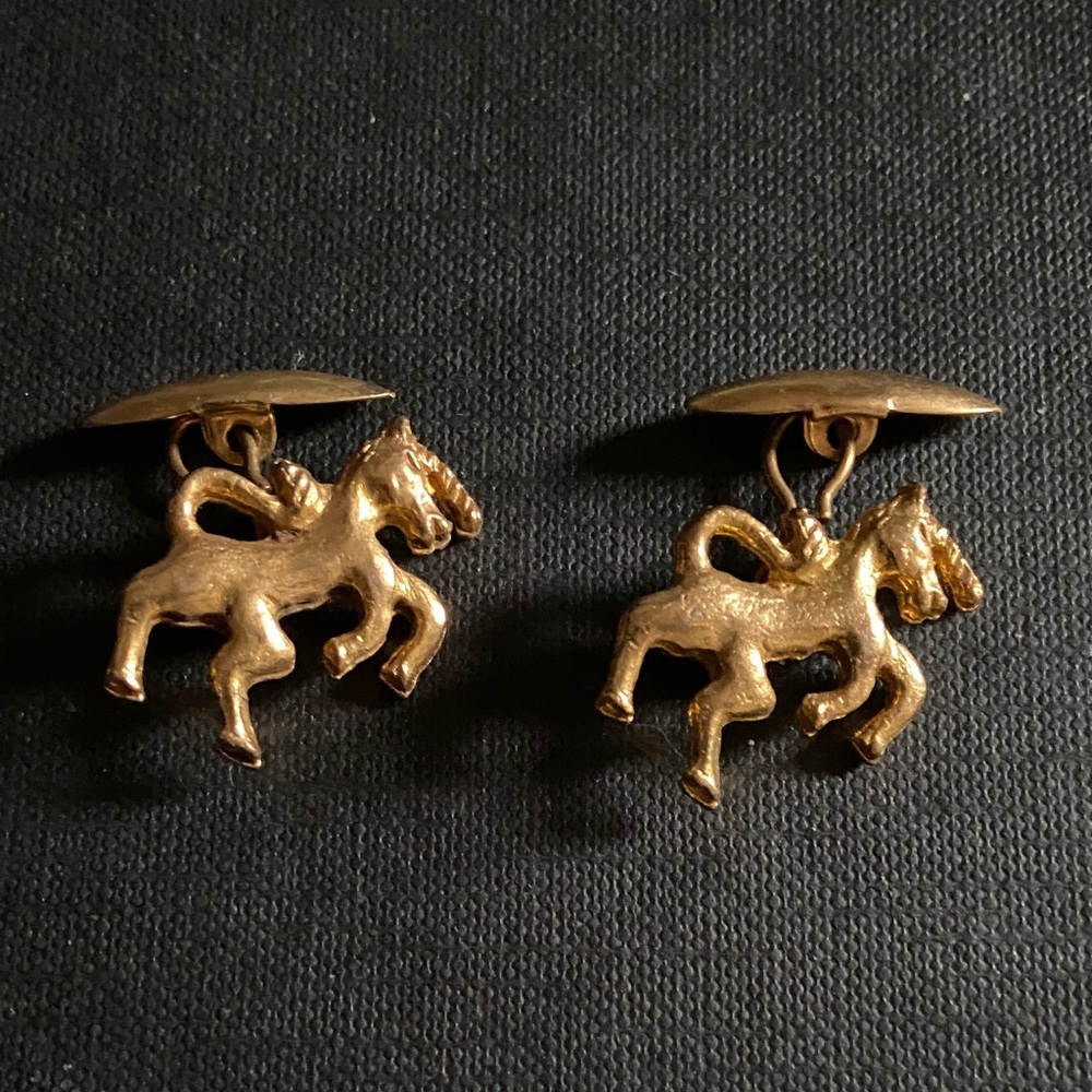 Vintage 50s 1950s Herald heraldic classy cool Gold Unicorn Horse Cufflinks
